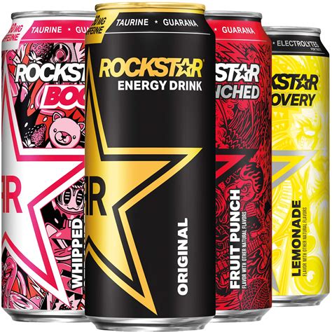 Rockstar energy - Rockstar Energy Drink . Rockstar Energy fuels the hustle and celebrates those that put in the work. Our POTENT ENERGY BLENDS include Caffeine, Taurine, B-Vitamins, Ginseng, and Guarana. Explore our more than 25 flavors; including 0 calorie, 0 sugar, and 0 carb options to fit your lifestyle.